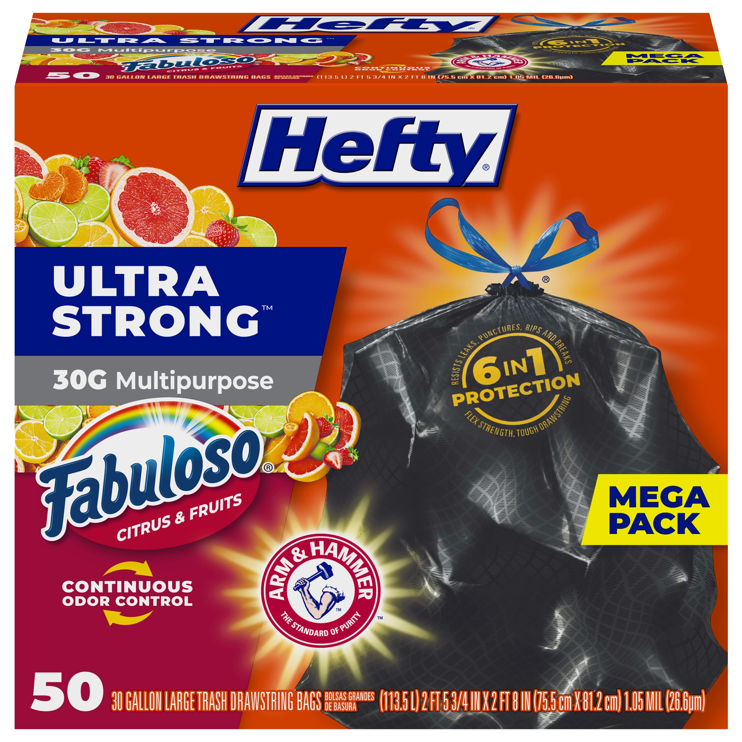 Foto 1 | Bolsas De Basura Hefty Ultra Strong  30 Galones  50 Bolsas  Negras - Venta Internacional.