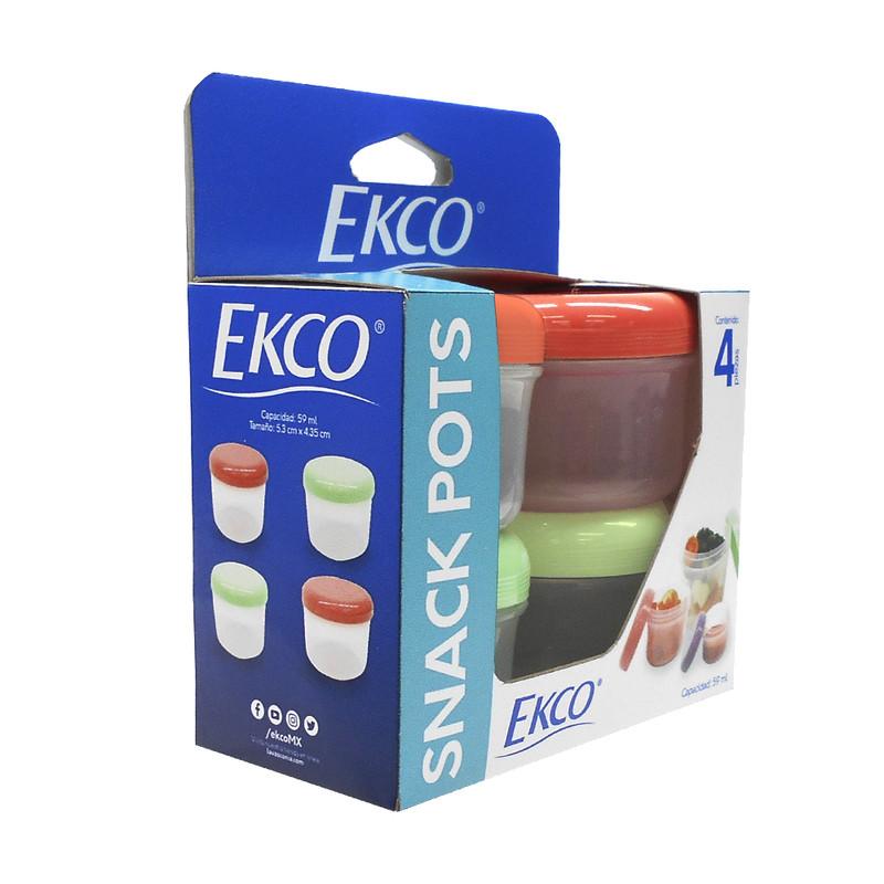 Foto 2 pulgar | Set de 4 Mini Herméticos Ekco Snack Go de 52ml Cada Uno Hechos de Polipropileno