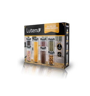 Foto 3 | Recipientes con Tapas Herméticas Lutema Transparente con Negro para Almacenar Alimentos con 7 Unidades
