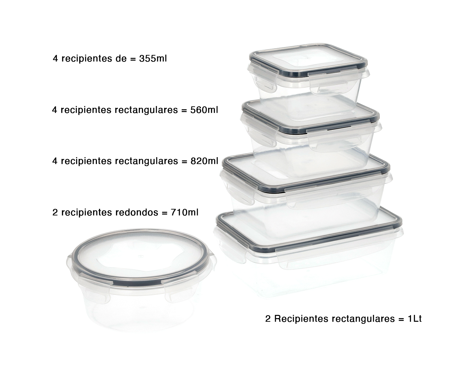 Foto 6 pulgar | Juego de 16 Recipientes Herméticos Brandtrendy para Almacenamiento De Alimentos Organización Y De Cocina Sin Bpa