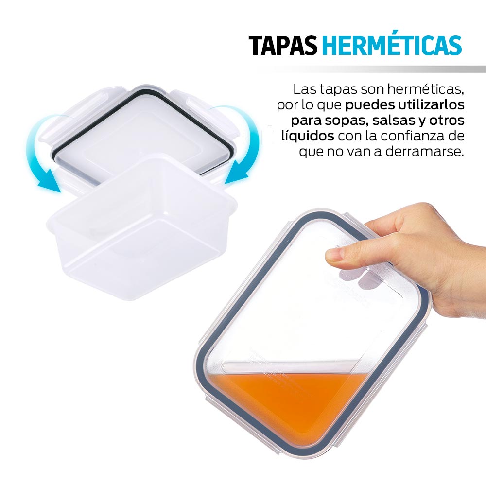 Foto 6 pulgar | Contenedores Redlemon 83104-Bl Transparente para Alimentos Reutilizables de Plástico Rígido 16 Piezas con Tapa