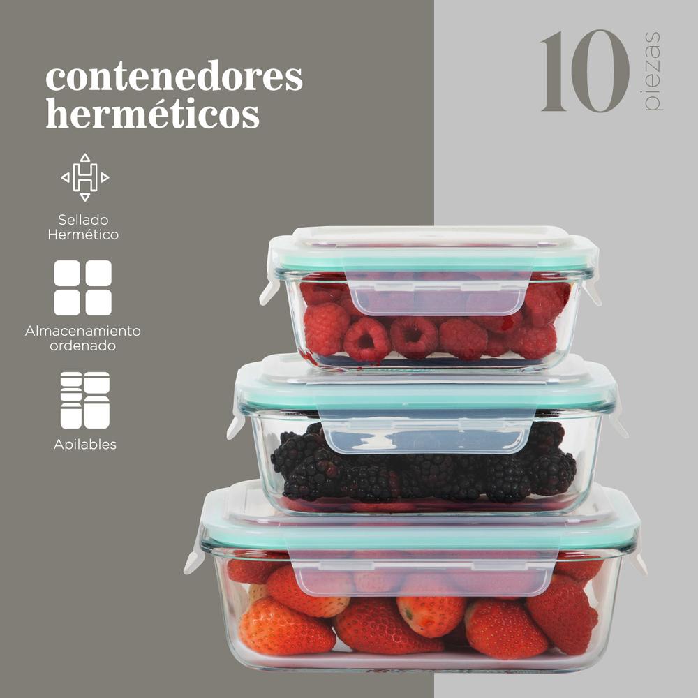 Foto 4 pulgar | Juego de Contenedores de Vidrio ColorHome 10 Piezas