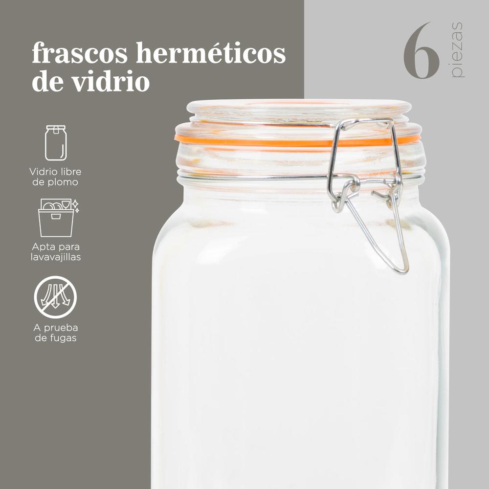 Foto 4 pulgar | 6 Frascos Herméticos de Vidrio ColorHome 1,5 L