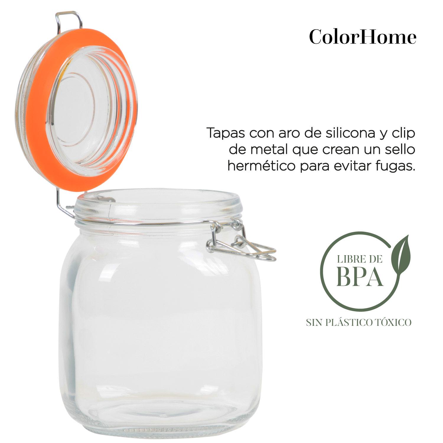 Foto 7 pulgar | 3 Frascos Herméticos de Vidrio ColorHome 1 L