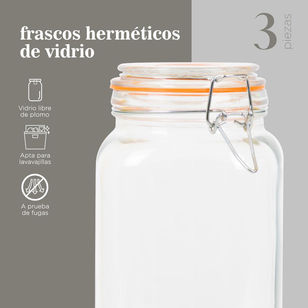 Foto 3 | 3 Frascos Herméticos de Vidrio ColorHome  1,5