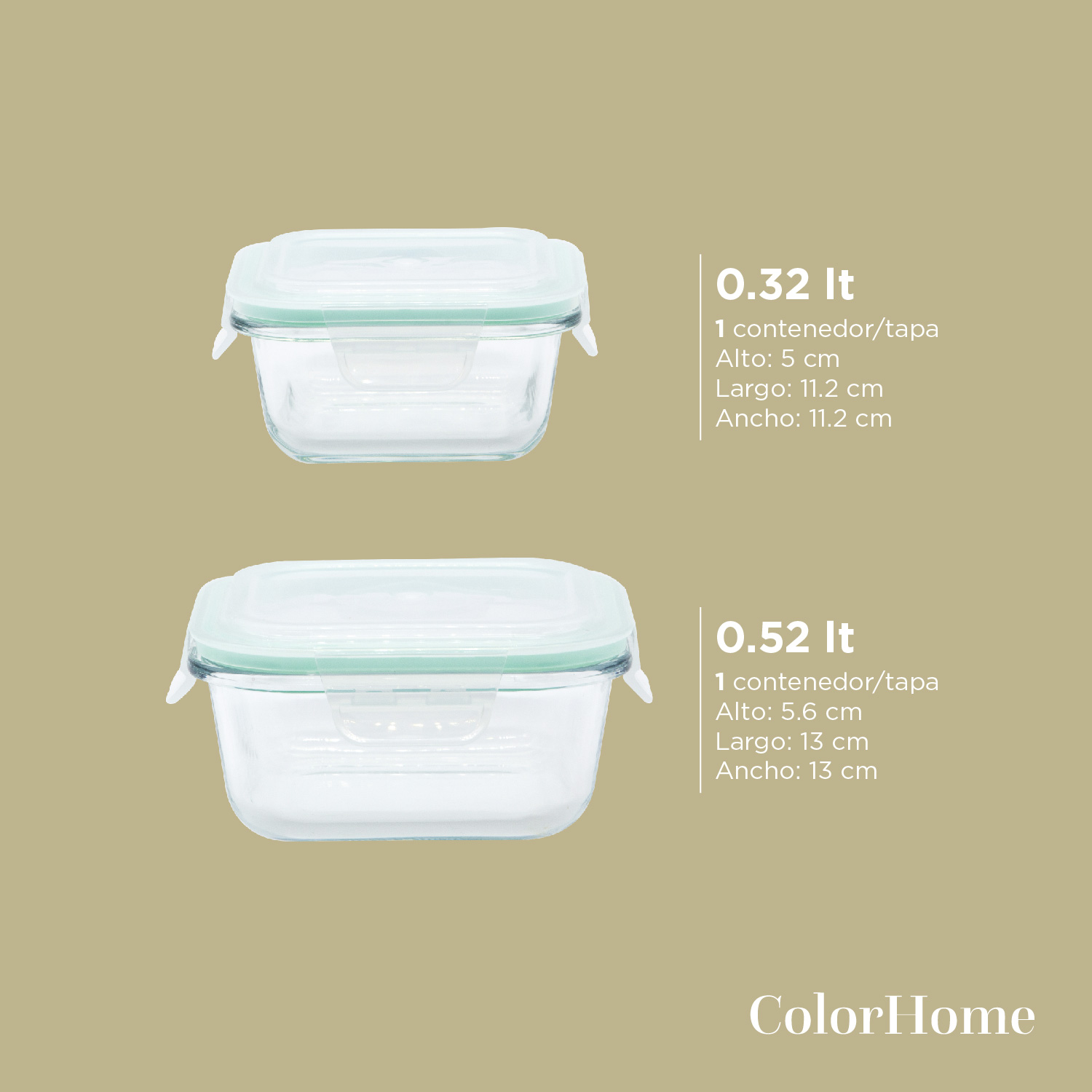 Foto 5 | Juego de Contenedores Herméticos de Vidrio ColorHome 5 Piezas