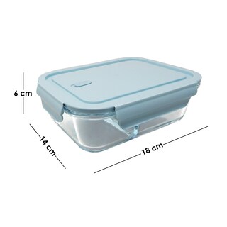 Foto 4 | Refractario Rectangular Aquila KN04 color Celeste de Cristal 650 ML