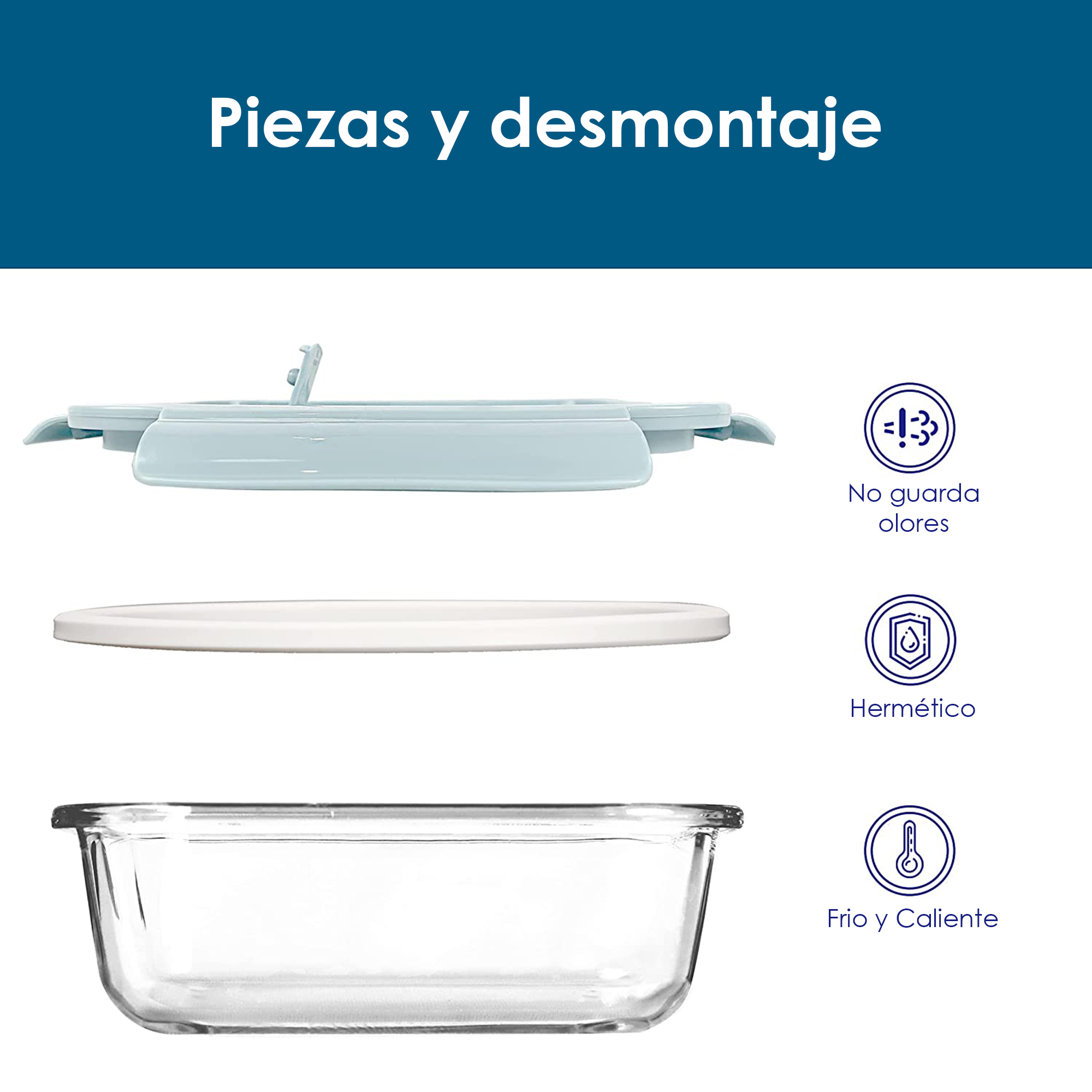 Foto 6 pulgar | Refractario Rectangular Aquila KN04 color Celeste de Cristal 650 ML