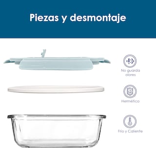 Foto 5 | Refractario Rectangular Aquila KN04 color Celeste de Cristal 650 ML