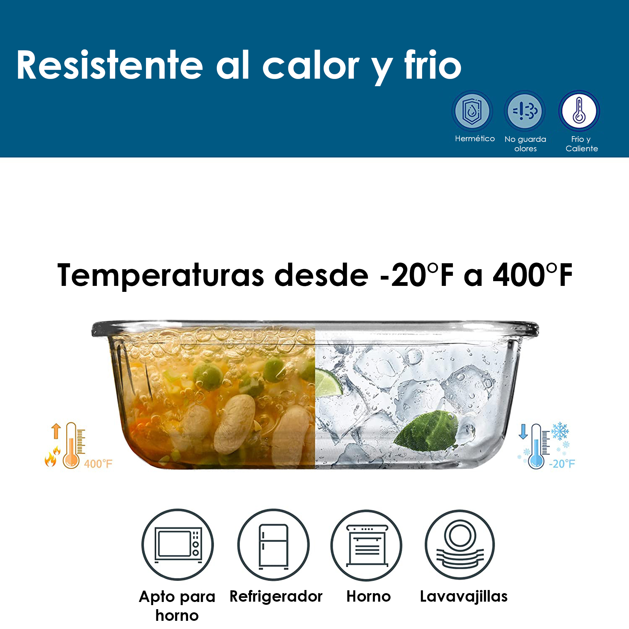 Foto 7 pulgar | Refractario Rectangular Aquila KN04 color Celeste de Cristal 650 ML