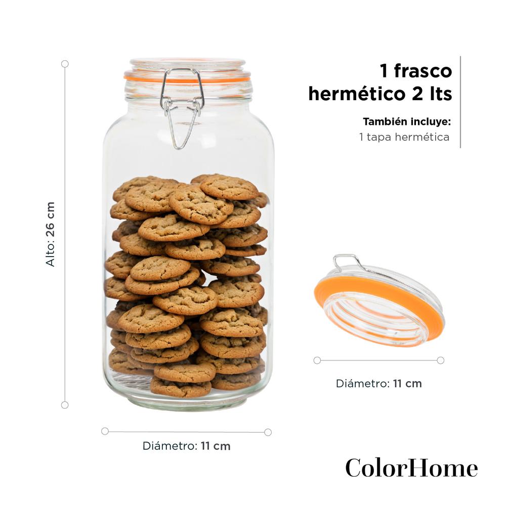 Foto 5 pulgar | Contenedor para Almacenaje ColorHome Cristal Tapa Hermética 2 Litros