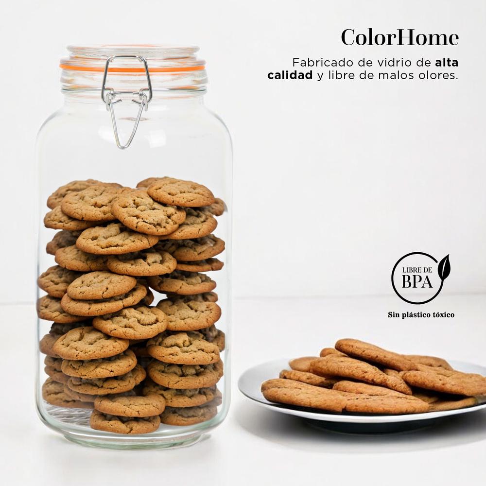 Foto 5 | Contenedor para Almacenaje ColorHome Cristal Tapa Hermética 2 Litros