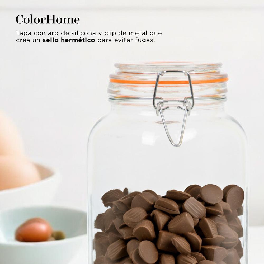 Foto 6 | Contenedor para Almacenaje ColorHome Cristal Tapa Hermética 2 Litros