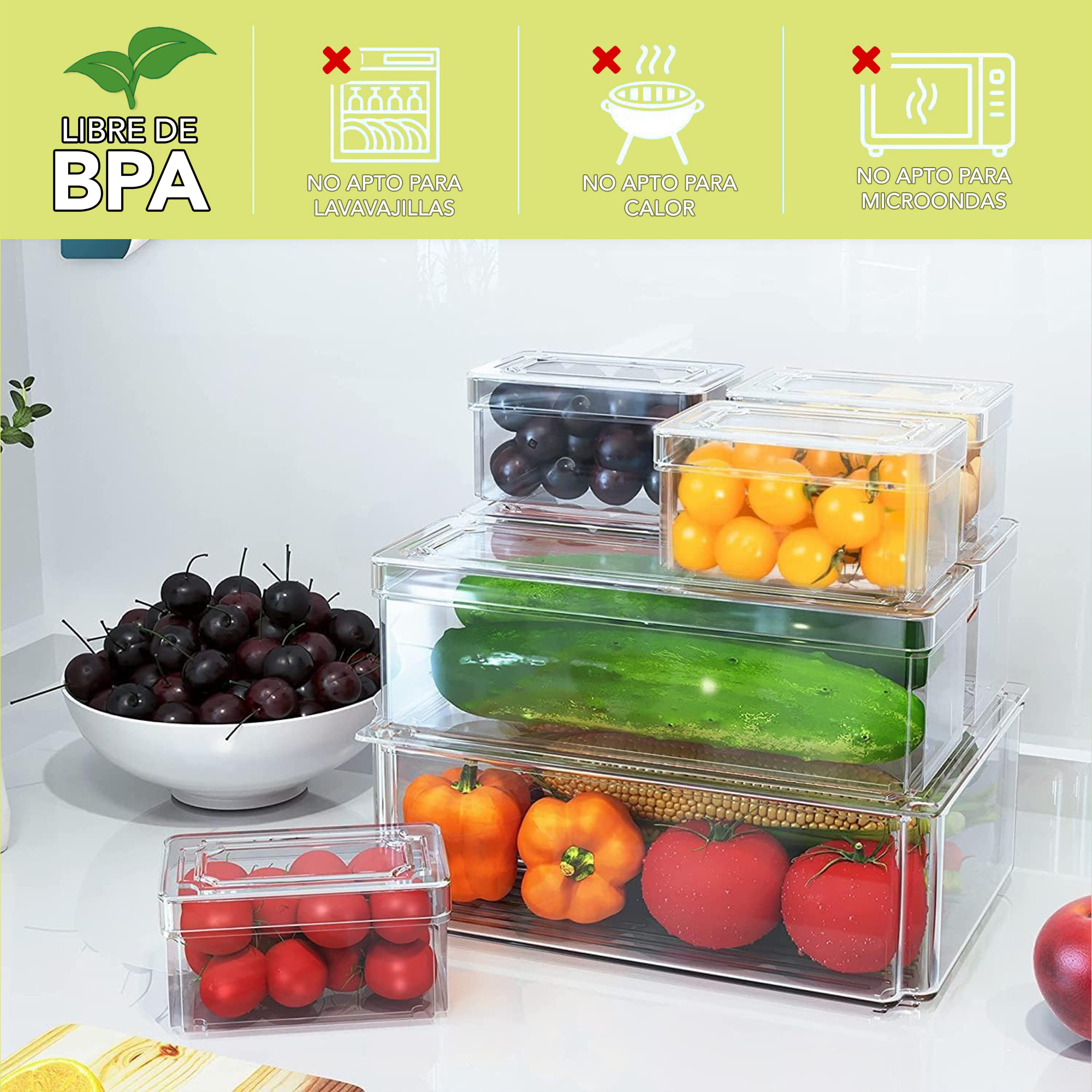 Foto 4 | 12 Organizadores Brandtrendy 7502287469905 Transparentes para Almacenamiento de Alimentos con Tapa