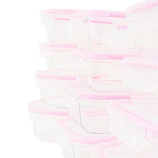 Foto 6 | Juego De 12 Recipientes De Vidrio Con Tapa Para Almacenamiento De Comidas Color Rosa