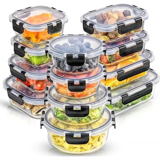 Foto 1 | Juego De 12 Recipientes De Vidrio Con Tapa Para Almacenamiento De Comidas Color Negro