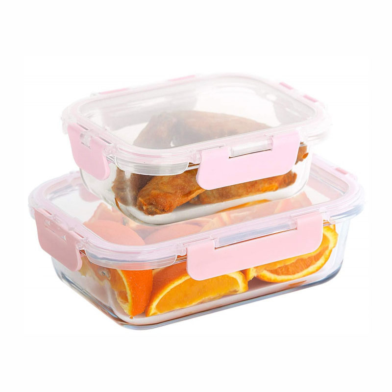 Foto 1 | Juego De 10 Recipientes De Vidrio Con Tapa Para Preparación De Comidas Color Rosa