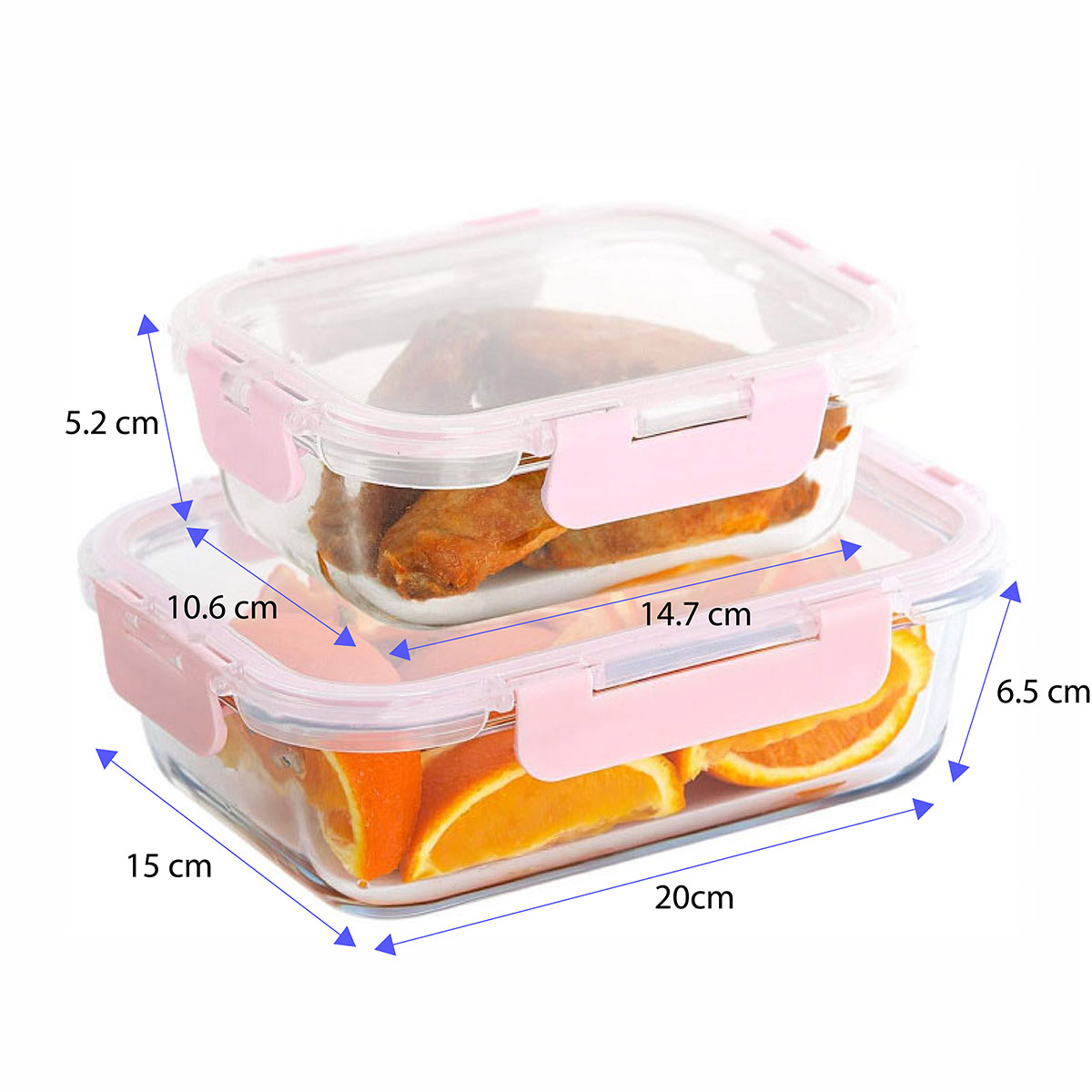 Foto 3 | Juego De 10 Recipientes De Vidrio Con Tapa Para Preparación De Comidas Color Rosa