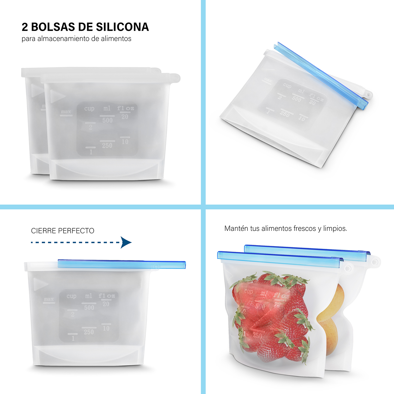 Foto 4 pulgar | Set de 10 Contenedores de Vidrio Herméticos y 2 Bolsas de Silicona Andromeda Inc