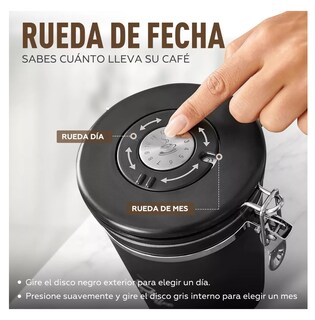 Foto 2 | Lata De Café Sellada Recipiente Grande Lata Hermética De Acero Inoxidable Negro
