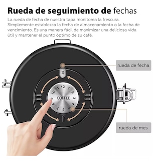 Foto 5 | Lata De Café Sellada Recipiente Grande Lata Hermética De Acero Inoxidable Negro