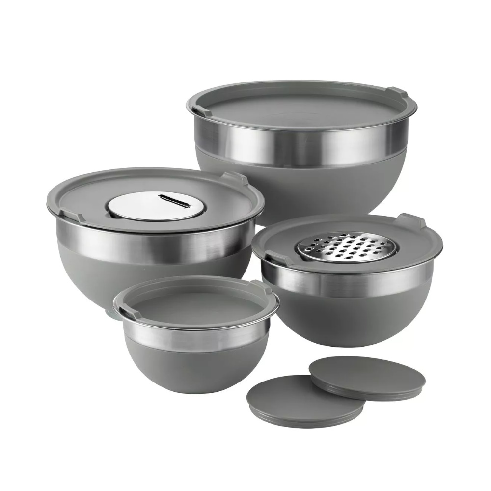 Juego De Bowls 10 Pzas Acero Inox Silicon Gris Tramontina