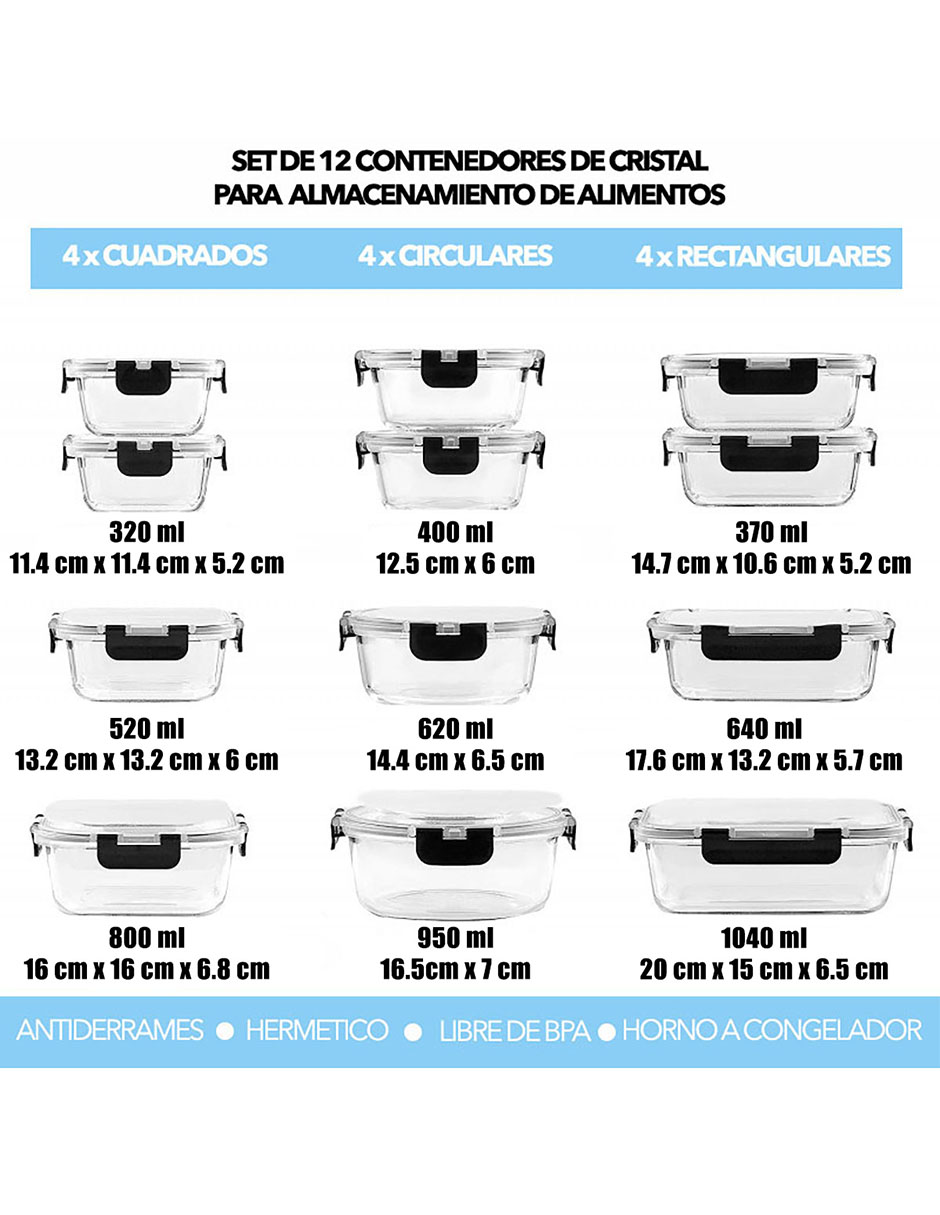 Foto 5 pulgar | Kit Contenedores Herméticos Brandtrendy 7 Contenedores De Plástico + 12 De Vidrio Transparentes Para Almacenar Aliment