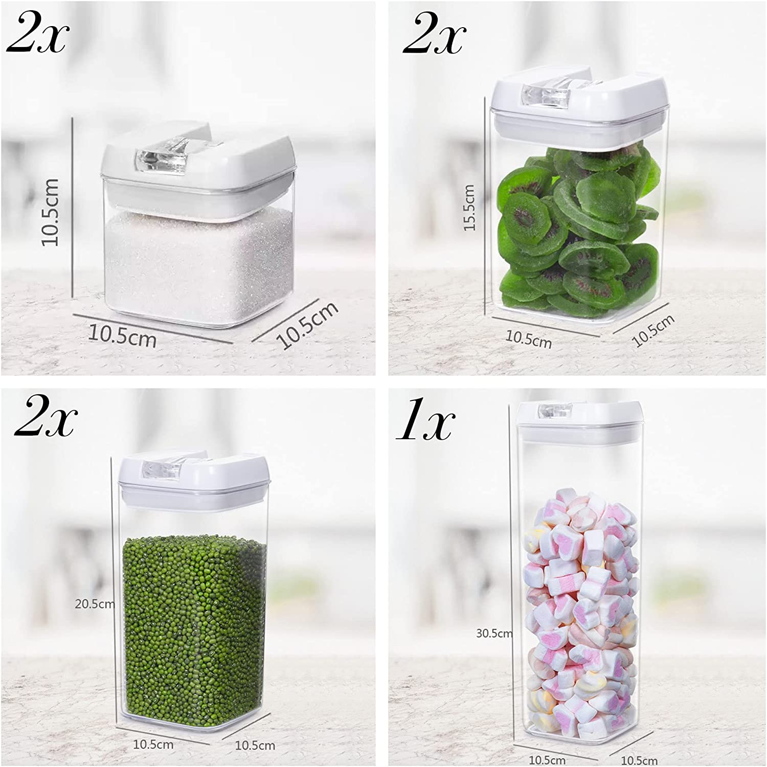 Foto 5 | Kit Contenedores Herméticos Brandtrendy 7 Contenedores De Plástico + 12 De Vidrio Transparentes Para Almacenar Aliment