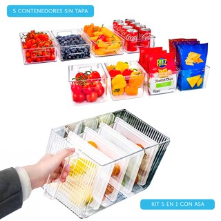 Foto 3 | Kit Organizador De Refrigerador Brandtrendy: 5 En 1 + 8 Contenedores Sin Tapa. Transparente Para Almacenar Alimentos