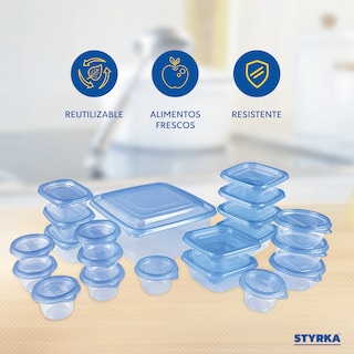 Foto 2 | Set 21 Contenedores De Plástico Styrka 42 Piezas Con Tapa Diferentes Tamaños