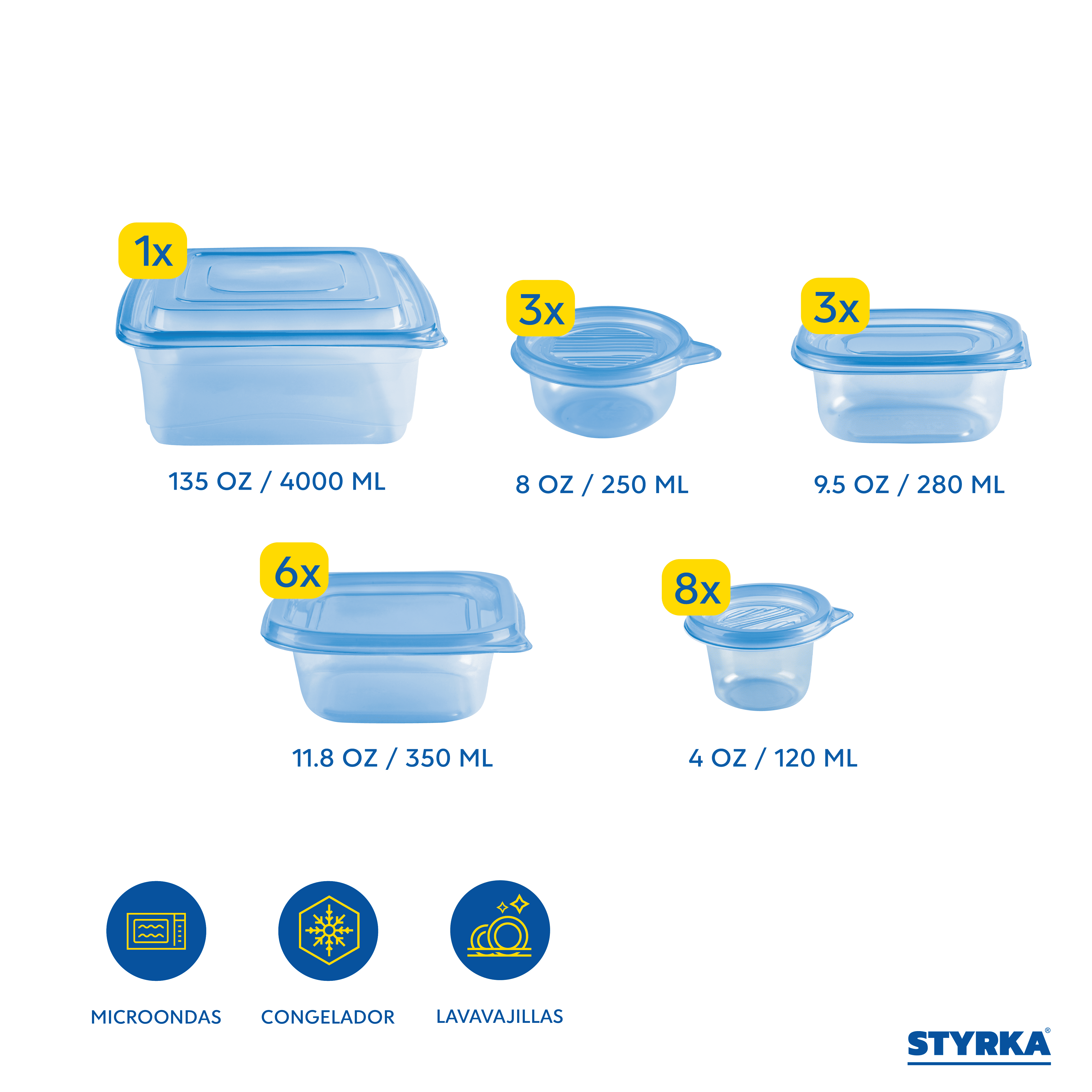 Foto 4 pulgar | Set 21 Contenedores De Plástico Styrka 42 Piezas Con Tapa Diferentes Tamaños