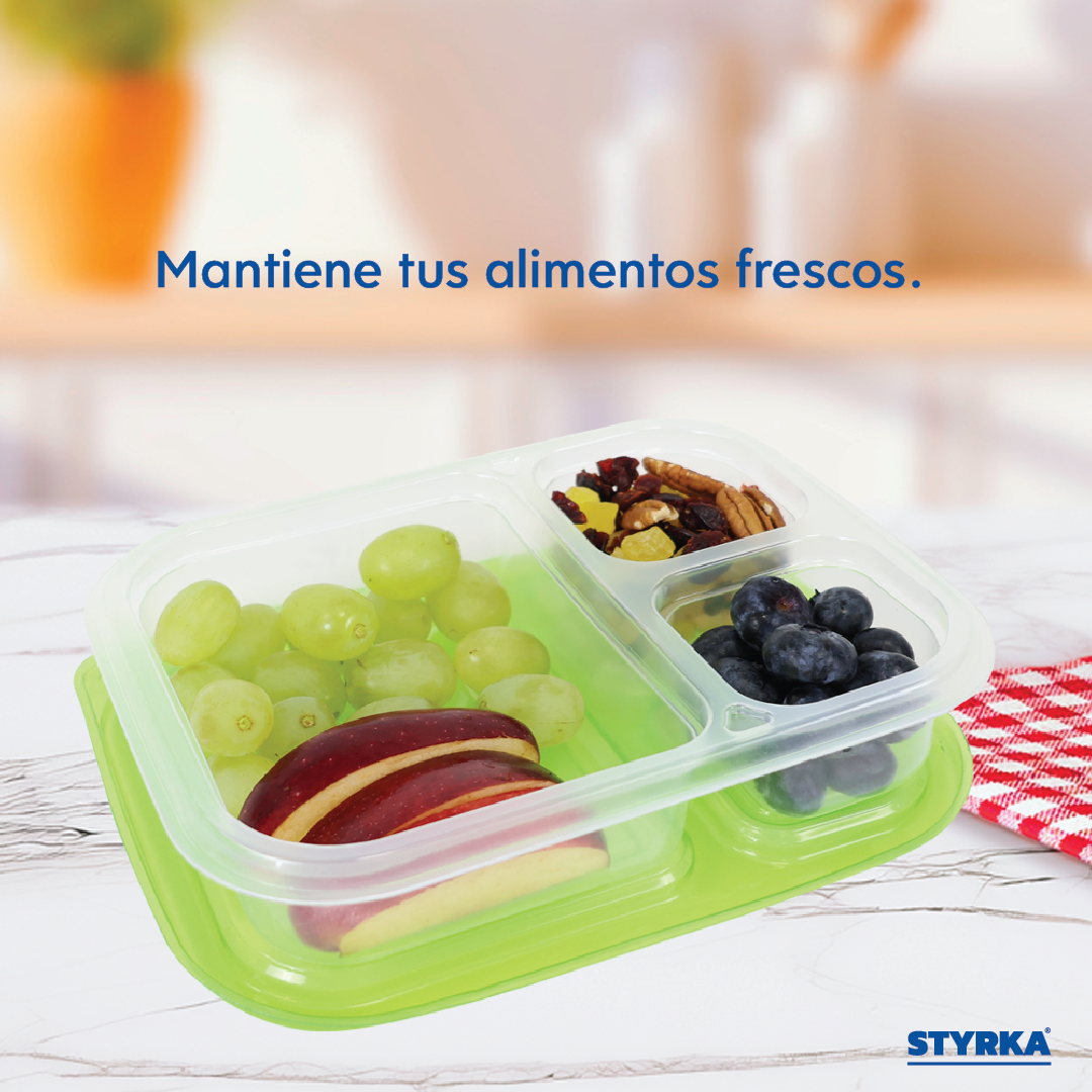 Foto 4 pulgar | Set 10 Topper De Plástico Rectangular Para Lunch 3 Divisiones Styrka 20 Piezas Con Tapa