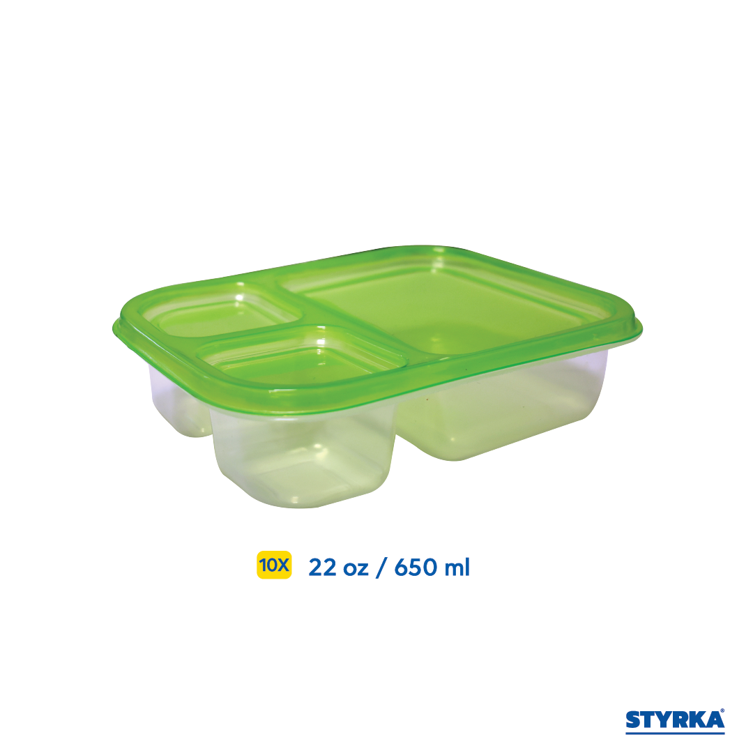 Foto 4 | Set 10 Topper De Plástico Rectangular Para Lunch 3 Divisiones Styrka 20 Piezas Con Tapa