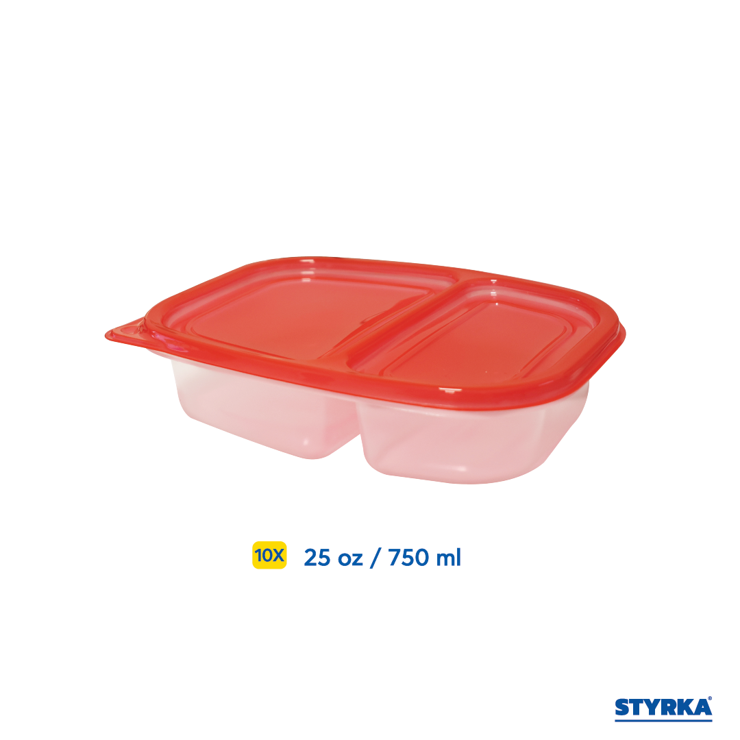 Foto 5 pulgar | Set 10 Topper De Plástico Rectangular Para Lunch 2 Divisiones Styrka  20 Piezas Con Tapa