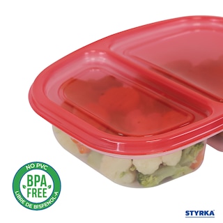 Foto 5 | Set 10 Topper De Plástico Rectangular Para Lunch 2 Divisiones Styrka 20 Piezas Con Tapa