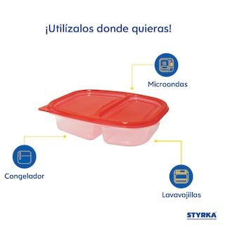 Foto 6 | Set 10 Topper De Plástico Rectangular Para Lunch 2 Divisiones Styrka 20 Piezas Con Tapa