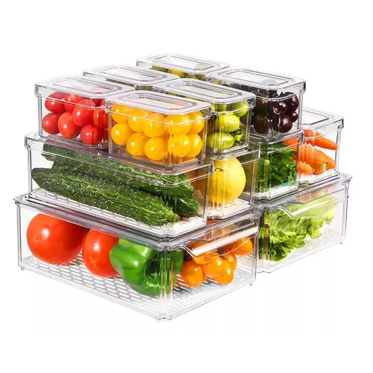 Foto 2 pulgar | Organizador Refrigerador Cocina Set 12 Contenedores con Tapa Eo Safe Imports Esi-17607 Transparente