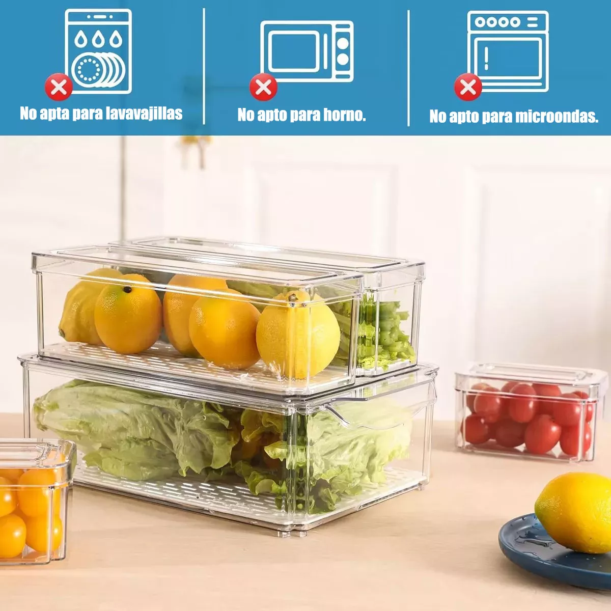 Foto 4 pulgar | Organizador Refrigerador Cocina Set 12 Contenedores con Tapa Eo Safe Imports Esi-17607 Transparente