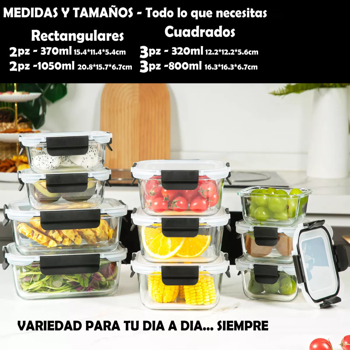 Foto 2 | Juego de 10 Contenedores para Alimentos Eo Safe Imports Esi-18129 Transparente