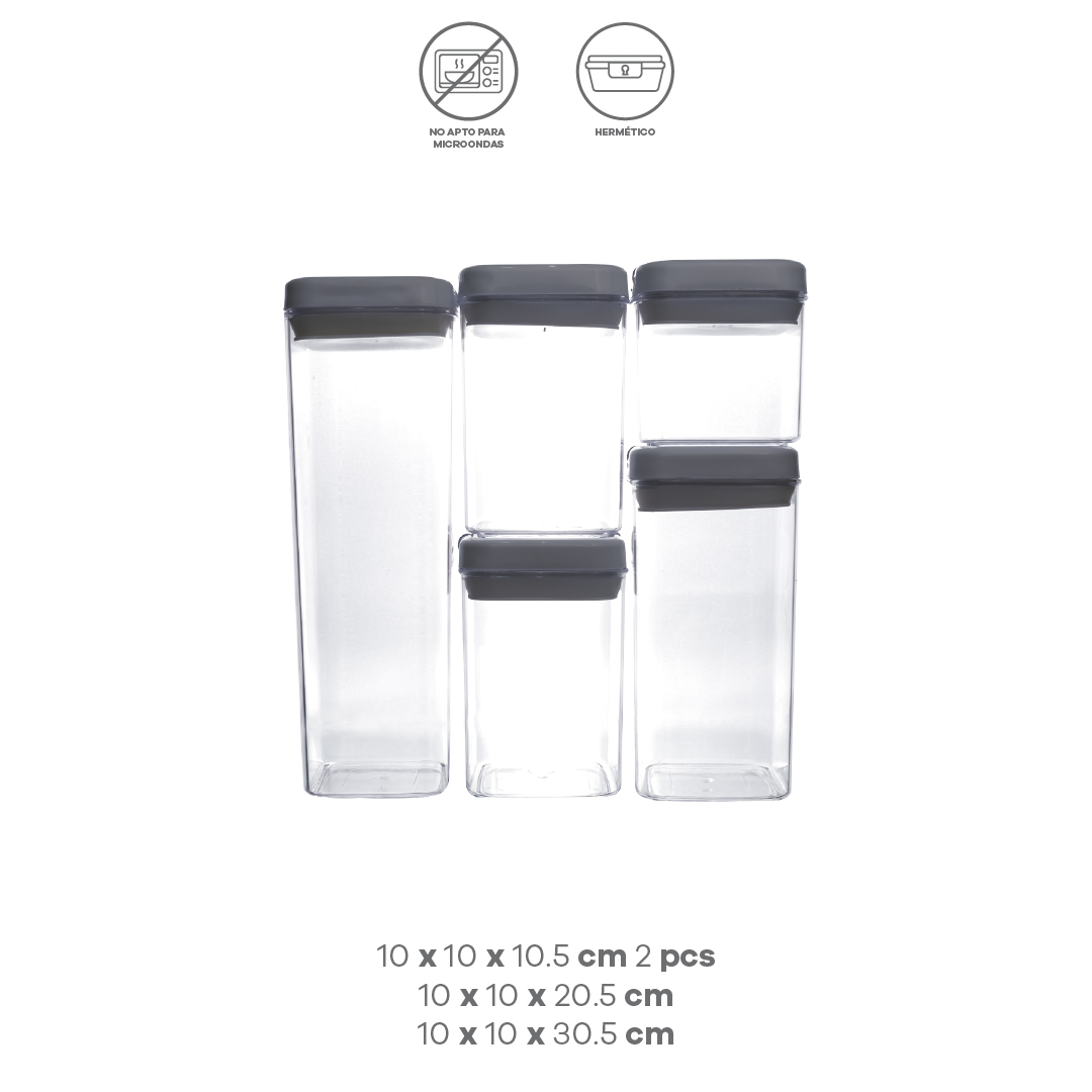 Foto 5 pulgar | Juego De Contenedores Con Tapa Hermética De Sellado Al Vacío Y Anillo De Silicón – 5 Piezas
