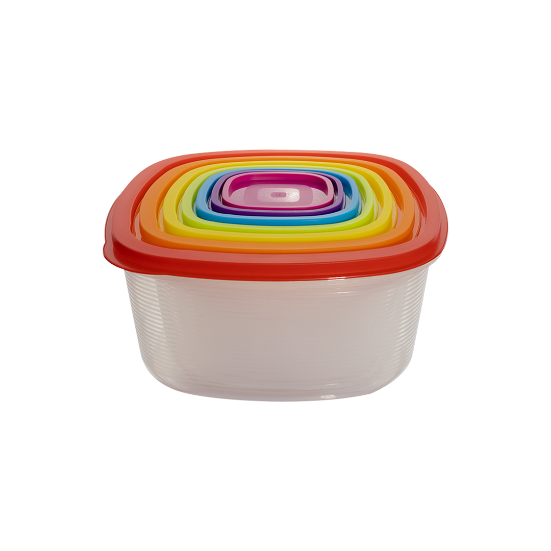 Foto 4 pulgar | Juego De Contenedores Cuadrados Con Tapa (7 Piezas) Polipropileno.