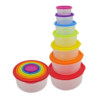 Foto 1 | Juego De Contenedores Redondos Con Tapa (7 Piezas) – Polipropileno.