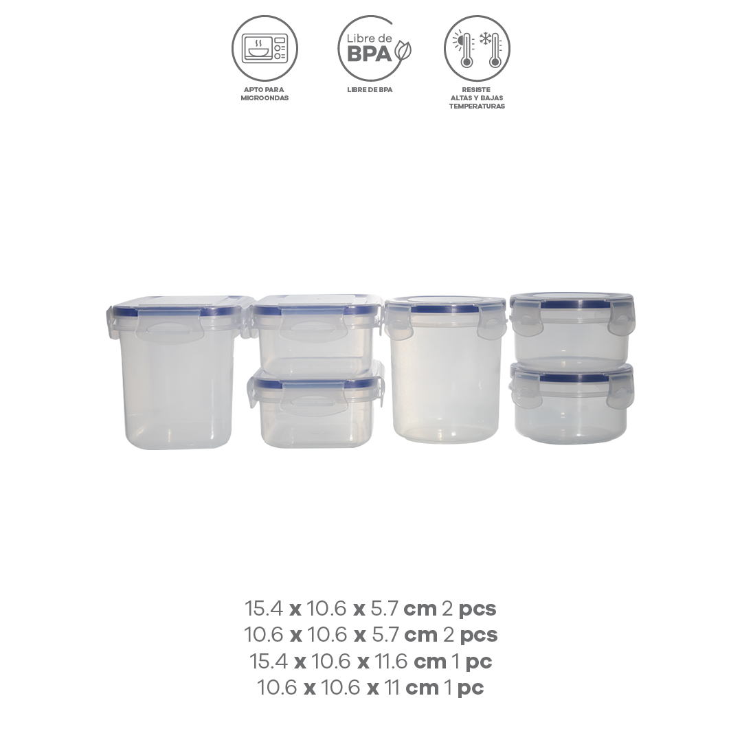 Juego De Contenedores Con Tapa Hermética (6 Piezas) – Polipropileno Y Silicón