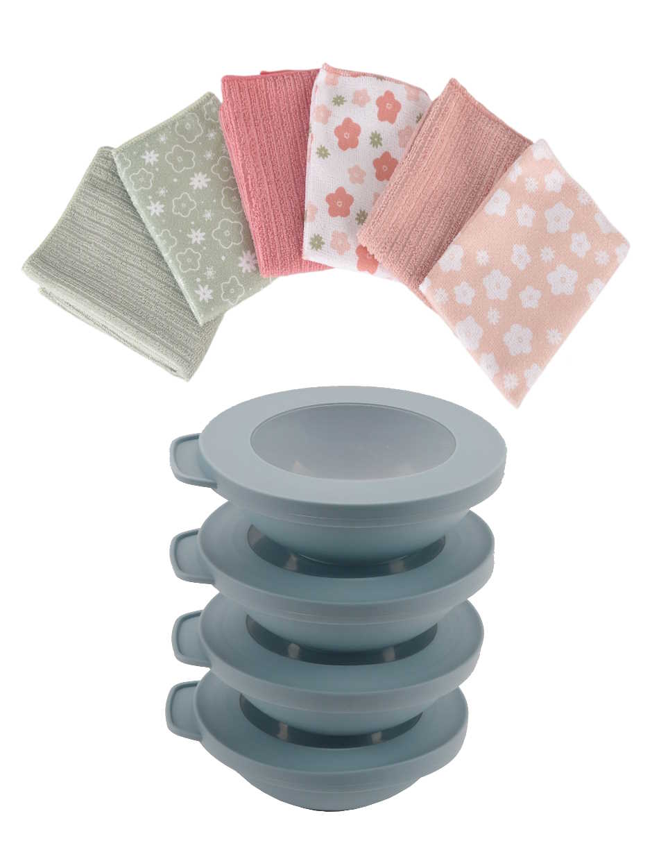 Set De 4 Contenedores Y 6 Toallas Adsorventes Para Cocina Zense