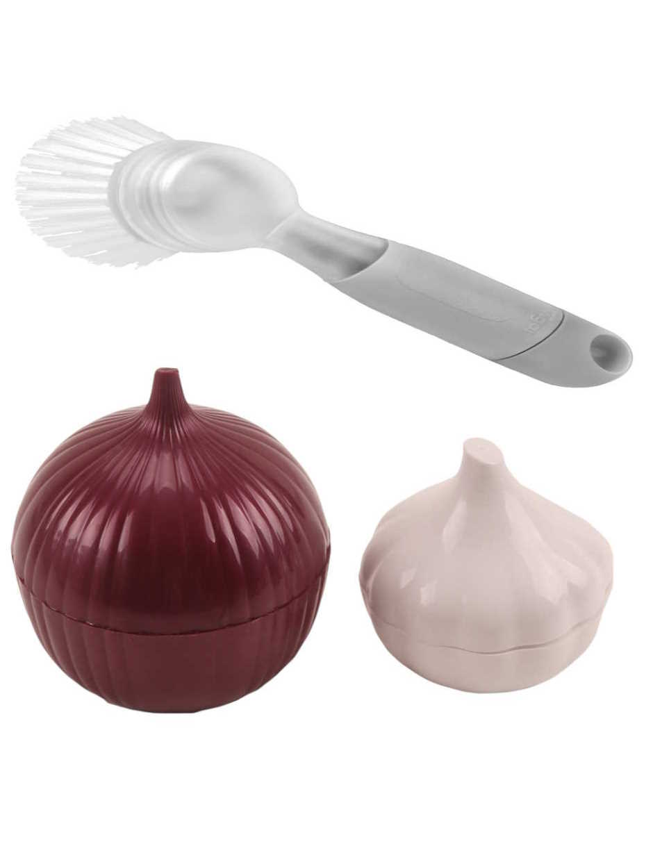 Set Contenedor Para Ajo, Cebolla Y Cepillo De Cocina Zense