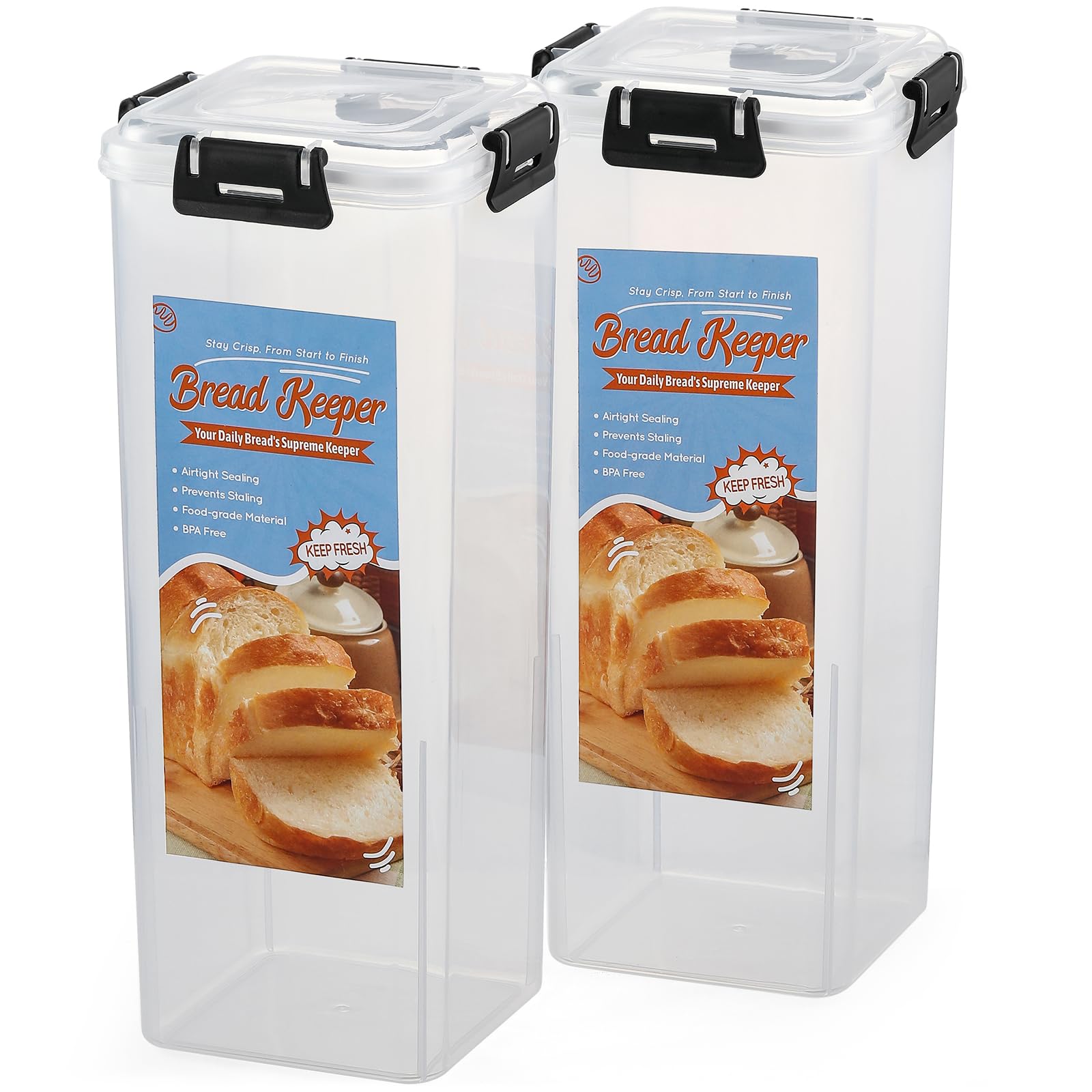Foto 2 pulgar | Caja Para Pan Aozita Con Tapa Hermética Para Almacenamiento De Pan Fresco, Paquete De 2 - Venta Internacional.