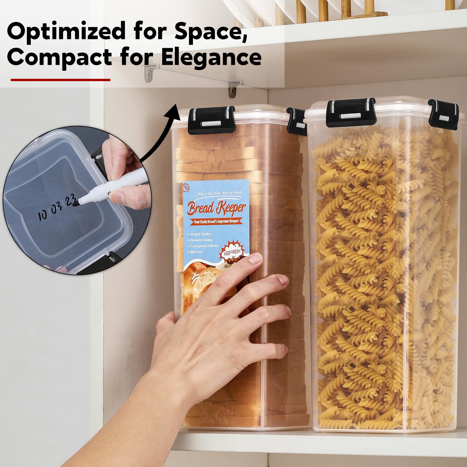 Foto 7 pulgar | Caja Para Pan Aozita Con Tapa Hermética Para Almacenamiento De Pan Fresco, Paquete De 2 - Venta Internacional.
