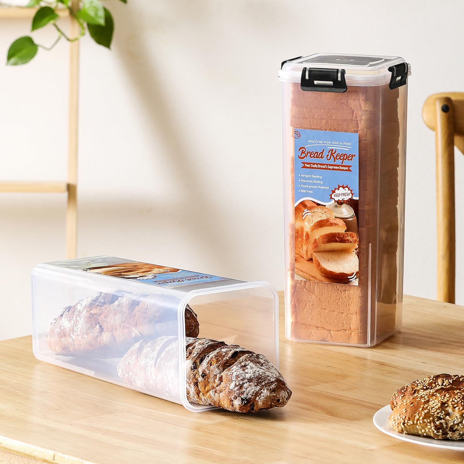 Foto 8 pulgar | Caja Para Pan Aozita Con Tapa Hermética Para Almacenamiento De Pan Fresco, Paquete De 2 - Venta Internacional.