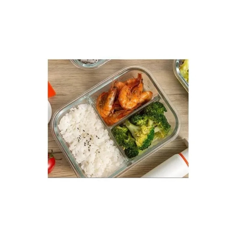 Foto 4 pulgar | Tupperware De Vidrio, 3 Divisiones, 900 Ml, Para Almacenamiento De Alimentos - Venta Internacional.