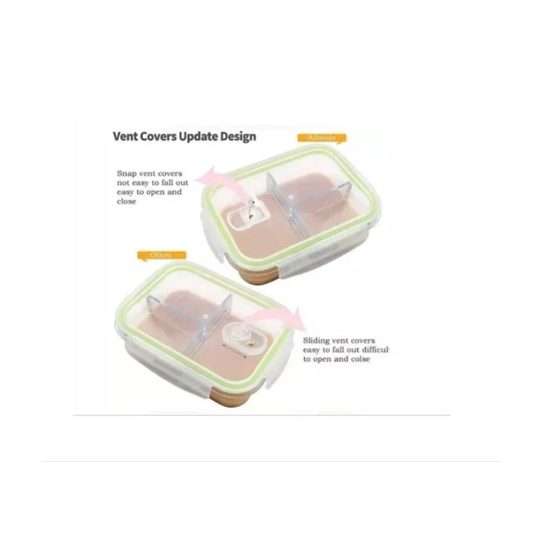 Foto 5 pulgar | Tupperware De Vidrio, 3 Divisiones, 900 Ml, Para Almacenamiento De Alimentos - Venta Internacional.